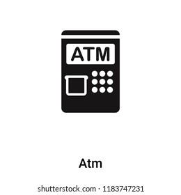 Atm icon vector isolated on white background, logo concept of Atm sign on transparent background, filled black symbol