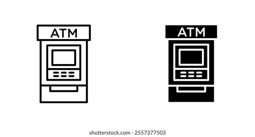 ATM Icon vector. liner and flat style icons set.