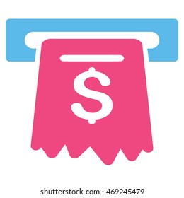 ATM icon. Vector style is bicolor flat iconic symbol with rounded angles, pink and blue colors, white background.