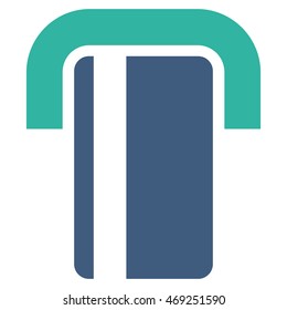 ATM icon. Vector style is bicolor flat iconic symbol with rounded angles, cobalt and cyan colors, white background.
