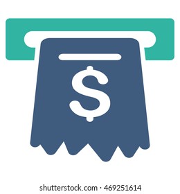ATM icon. Vector style is bicolor flat iconic symbol with rounded angles, cobalt and cyan colors, white background.