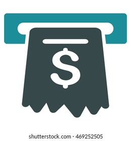 ATM icon. Vector style is bicolor flat iconic symbol with rounded angles, soft blue colors, white background.