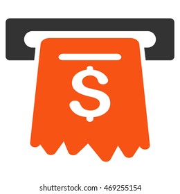 ATM icon. Vector style is bicolor flat iconic symbol with rounded angles, orange and gray colors, white background.