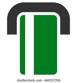 ATM icon. Vector style is bicolor flat iconic symbol with rounded angles, green and gray colors, white background.