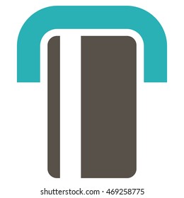 ATM icon. Vector style is bicolor flat iconic symbol with rounded angles, grey and cyan colors, white background.