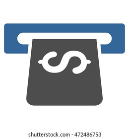 Atm icon. Vector style is bicolor flat iconic symbol with rounded angles, cobalt and gray colors, white background.