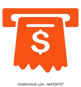 ATM icon. Vector style is flat iconic symbol with rounded angles, orange color, white background.