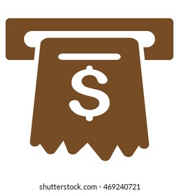 ATM icon. Vector style is flat iconic symbol with rounded angles, brown color, white background.