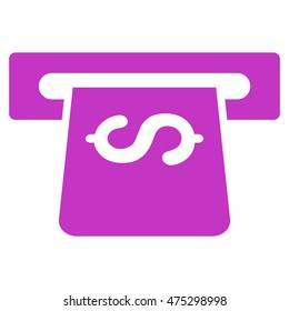Atm icon. Vector style is flat iconic symbol with rounded angles, violet color, white background.