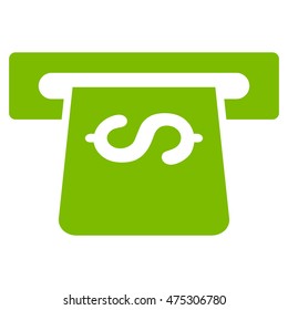 Atm icon. Vector style is flat iconic symbol with rounded angles, eco green color, white background.