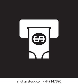 atm icon vector, withdraw cash solid logo, pictogram isolated on black, pixel perfect illustration