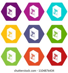 Atm icons 9 set coloful isolated on white for web
