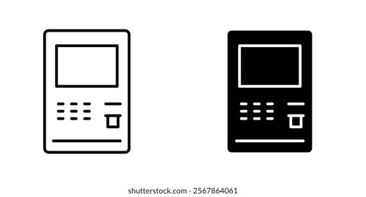 ATM icons collection in Filled flat and thin line style.