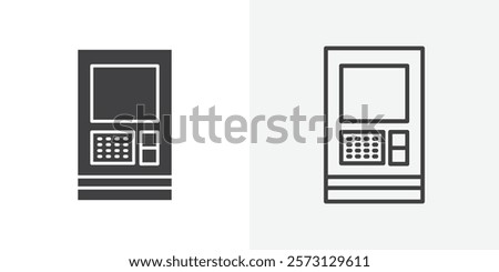 ATM icons. flat and line style set