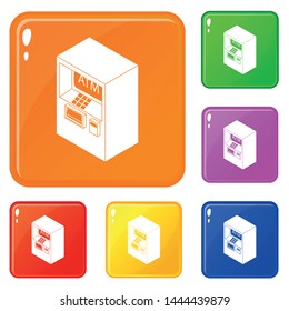 Atm icons set collection vector 6 color isolated on white background