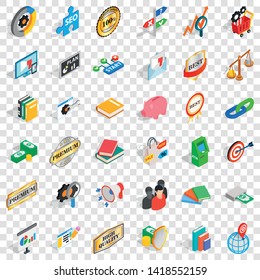 Atm icons set. Isometric style of 36 atm vector icons for web for any design