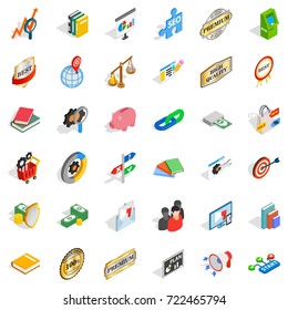 Atm icons set. Isometric style of 36 atm vector icons for web isolated on white background