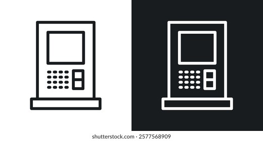 ATM icons in thin black and white stroke liner style