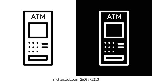 ATM icons vector set in stroke line style