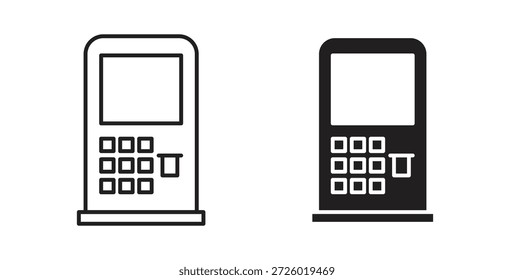 Símbolo de Vector de los iconos del cajero automático con el movimiento editable y las versiones planas
