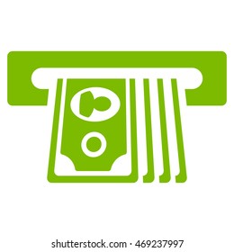 ATM Insert Cash icon. Vector style is flat iconic symbol with rounded angles, eco green color, white background.