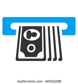 ATM Insert Cash icon. Vector style is bicolor flat iconic symbol with rounded angles, blue and gray colors, white background.