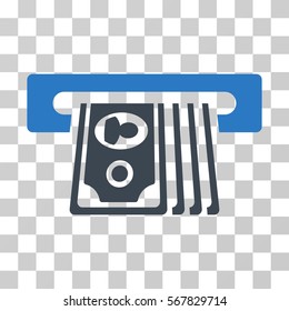 ATM Insert Cash icon. Vector illustration style is flat iconic bicolor symbol, smooth blue colors, transparent background. Designed for web and software interfaces.