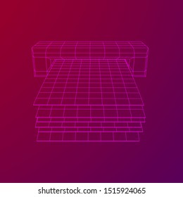 ATM insert cash withdrawal. Dollar banknotes in automated teller machine slot. Financial transaction, e-payment concept. Quick cash, money wireframe low poly mesh vector illustration.