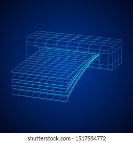 ATM insert cash withdrawal. Dollar banknotes in automated teller machine slot. Financial transaction, e-payment concept. Quick cash, money wireframe low poly mesh vector illustration.