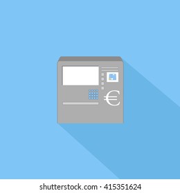 ATM - Isolated On Blue Background - Vector Illustration, Graphic Design