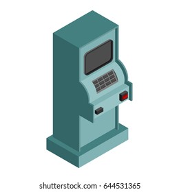 ATM Isometry isolated. cash machine Financial apparatus for issuing money on white background