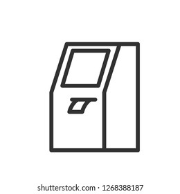 ATM issues a receipt. linear icon. Line with editable stroke