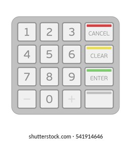 Atm keypad isolated on white. Keyboard buttons of automated teller machine. Vector illustration EPS 10.