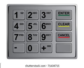 Atm Keypad Isolated On White. Vector