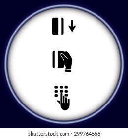 ATM keypad and POS-Terminal - simple icons of hand with credit card