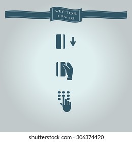 ATM keypad and POS-Terminal - simple icons of hand with credit card