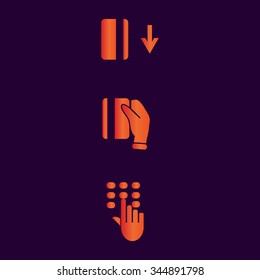 ATM keypad and POS-Terminal - simple icons of hand 