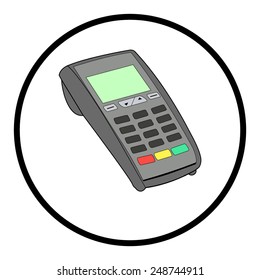 ATM keypad and Terminal - simple icons on a grey background