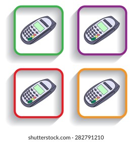 ATM keypad and Terminal - simple icons  with shadow
