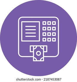Imagen vectorial de icono de círculo de línea ATM. También se puede usar para aplicaciones web, aplicaciones móviles y medios impresos.