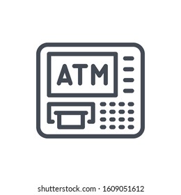 ATM line icon. Cash machine vector outline sign.