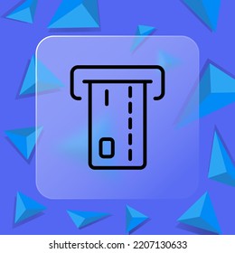 ATM Line Icon. Credit Card, Debit, Terminal, Check, Receipt, Power Of Attorney, Contract, Notary, Bureaucracy, Coin, Salary. Money Concept. Glassmorphism Style. Vector Line Icon For Business