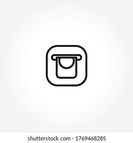 icono de la línea de atm. insertar dinero. icono de línea de efectivo