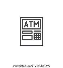ATM line icon. linear style sign for mobile concept and web design. Automatic Teller Machine outline vector icon. Symbol, logo illustration. Vector graphics