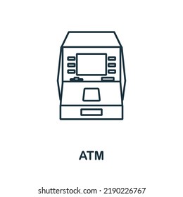 Atm line icon. Monochrome simple Atm outline icon for templates, web design and infographics