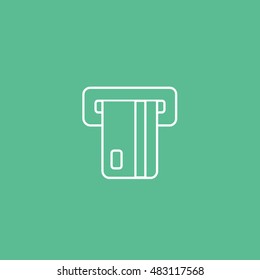 ATM Line Icon On Green Background
