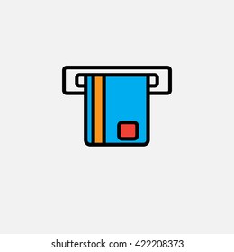 atm line icon, outline vector logo illustration, filled color linear pictogram isolated on white