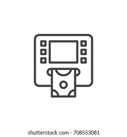 ATM line icon, outline vector sign, linear style pictogram isolated on white. Cash machine symbol, logo illustration. Editable stroke. Pixel perfect vector graphics