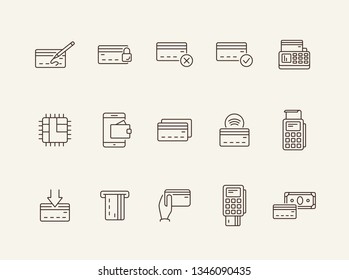 ATM line icon set. Banking and cash concept. Vector illustration can be used for topics like shopping, supermarkets, stores