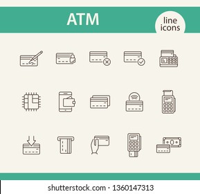 ATM line icon set. Banking and cash concept. Vector illustration can be used for topics like shopping, supermarkets, stores
